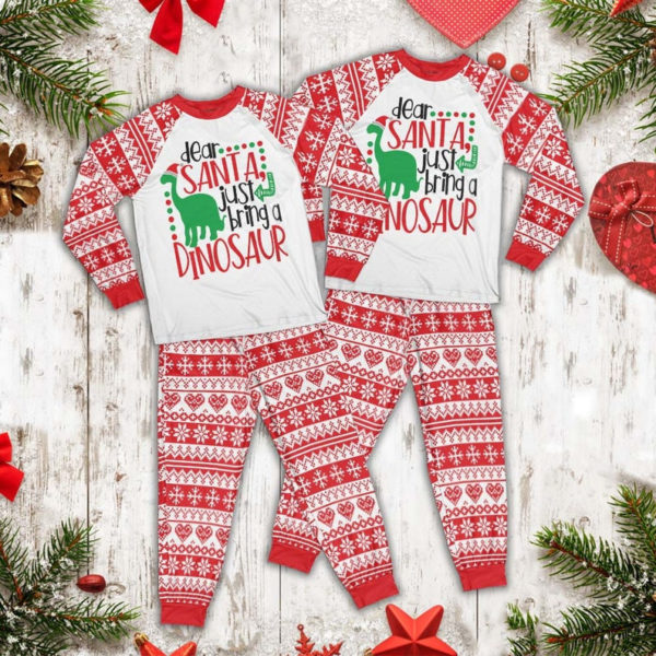 Funny Christmas Dear Santa Just Bring A Dinosaur Pajamas Set product photo 3