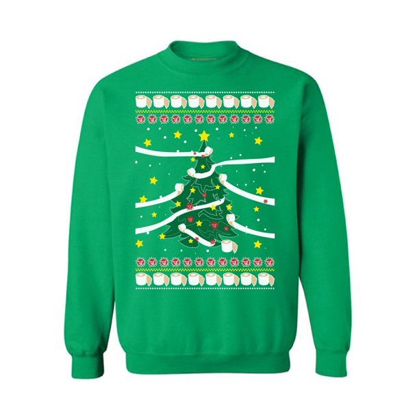 Funny Christmas Tree Toilet Paper Christmas Sweatshirt Style: Sweatshirt, Color: Green