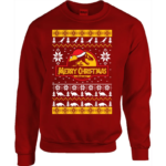 Funny Dinosaur Santa Christmas Sweatshirt Sweatshirt Red S