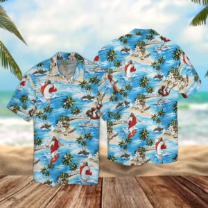 Funny Jesus Goes Surfing Surfing Lover Hawaii Shirt Short-Sleeve Hawaiian Shirt Blue S