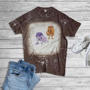 Funny Peanut Butter and Jellyfish Bleached T-Shirt Bleached T-Shirt Brown XS