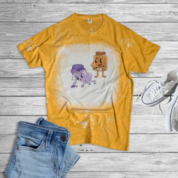 Funny Peanut Butter and Jellyfish Bleached T-Shirt Bleached T-Shirt Gold XS