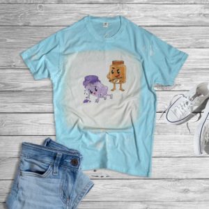 Funny Peanut Butter and Jellyfish Bleached T-Shirt Bleached T-Shirt Light Blue XS