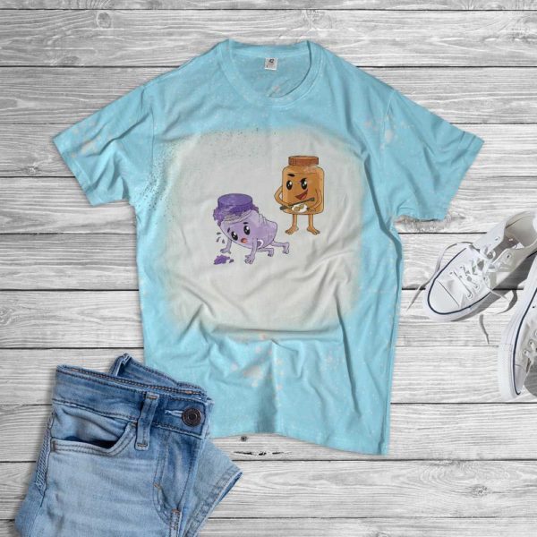 Funny Peanut Butter and Jellyfish Bleached T-Shirt Bleached T-Shirt Light Blue XS