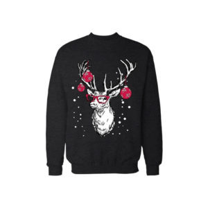 Funny Reindeer Red Bauble Glasses Christmas Sweatshirt Sweatshirt Black S
