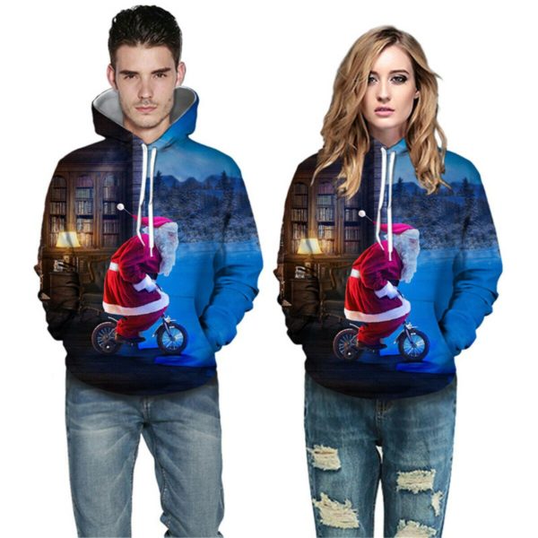 Funny Santa Claus Ride Bicycle All Over Print 3D Hoodie product photo 1