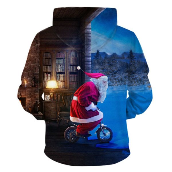Funny Santa Claus Ride Bicycle All Over Print 3D Hoodie product photo 2