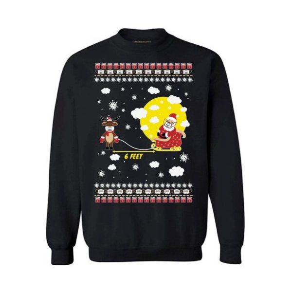 Funny Santa's Reindeer Six Feet Deer Gifts Happy Holidays Sweatshirt Black S