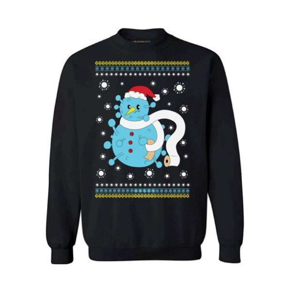 Funny Snowman Scarves Toilet Paper Christmas Sweatshirt Sweatshirt Black S