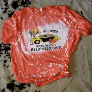 Get In Loser We're Saving HalloweenTown Halloween Bleached T-Shirt Bleached T-Shirt Orange XS