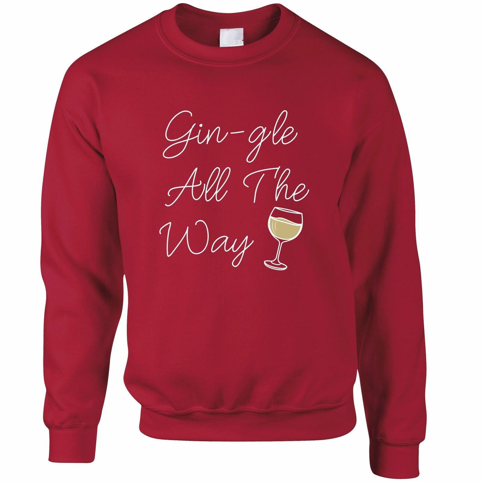 Gin-gle All The Way Wine Party Christmas Sweatshirt Style: Sweatshirt, Color: Red