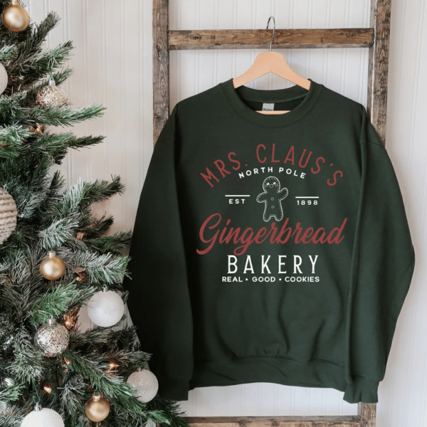 Gingerbread Bakery Real Good Cookies Christmas Sweatshirt Sweatshirt Forest Green S