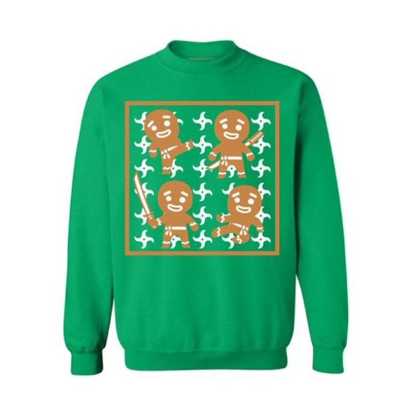 Gingerbread Ninja Gingerbread Gifts for Christmas Party Sweatshirt Sweatshirt Green S
