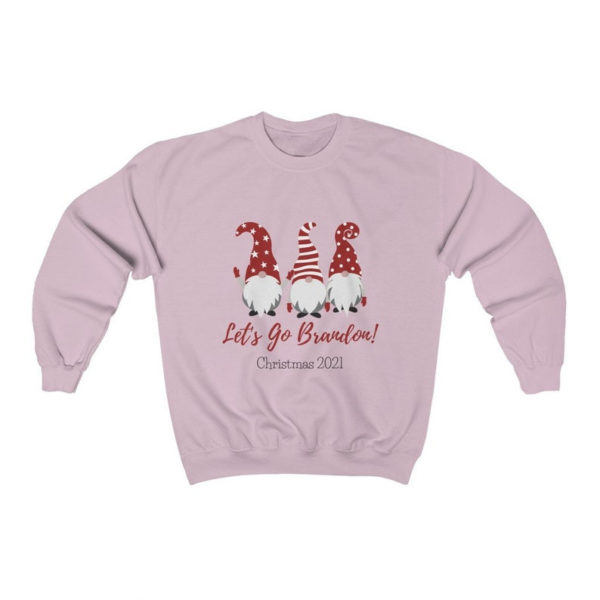 Gnome Let's Go Brandon 2021 Christmas Sweatshirt Sweatshirt Light Pink S