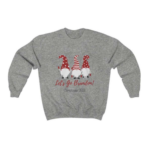 Gnome Let's Go Brandon 2021 Christmas Sweatshirt Sweatshirt Sport Grey S