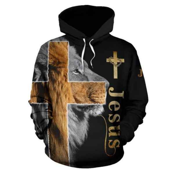 God Jesus Lion Cross 3D All Over Print Hoodie product photo 1