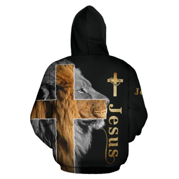 God Jesus Lion Cross 3D All Over Print Hoodie product photo 2