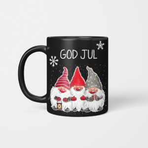God Jul Merry Christmas Gnome Coffee Mug Beverage Mug black 11oz