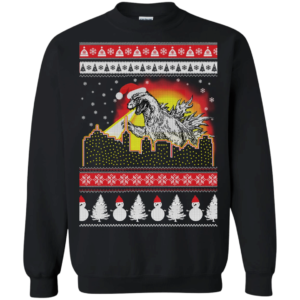 Godzilla Snowman Santa Christmas Sweatshirt Sweatshirt Black S