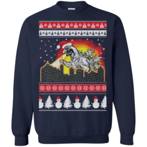 Godzilla Snowman Santa Christmas Sweatshirt Sweatshirt Navy S
