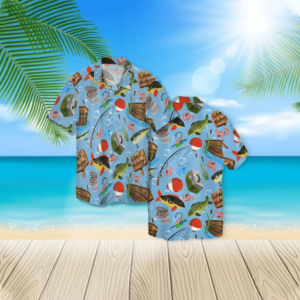 Gone Fishing Hawaii Shirt Beach Shorts Hawaiian Shirt Light Blue S