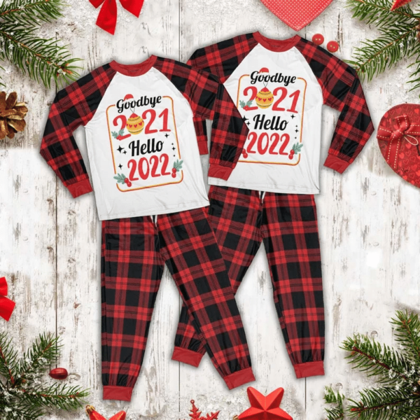 Goodbye 2021 Hello 2022 Happy New Year Family Set Pajamas Christmas Pajamas Kid Pajamas Shirt Red 2Y