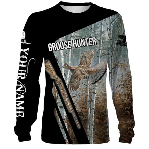 Grouse Hunting Bird Customize Name 3D All Over Print Shirts Long sleeves S