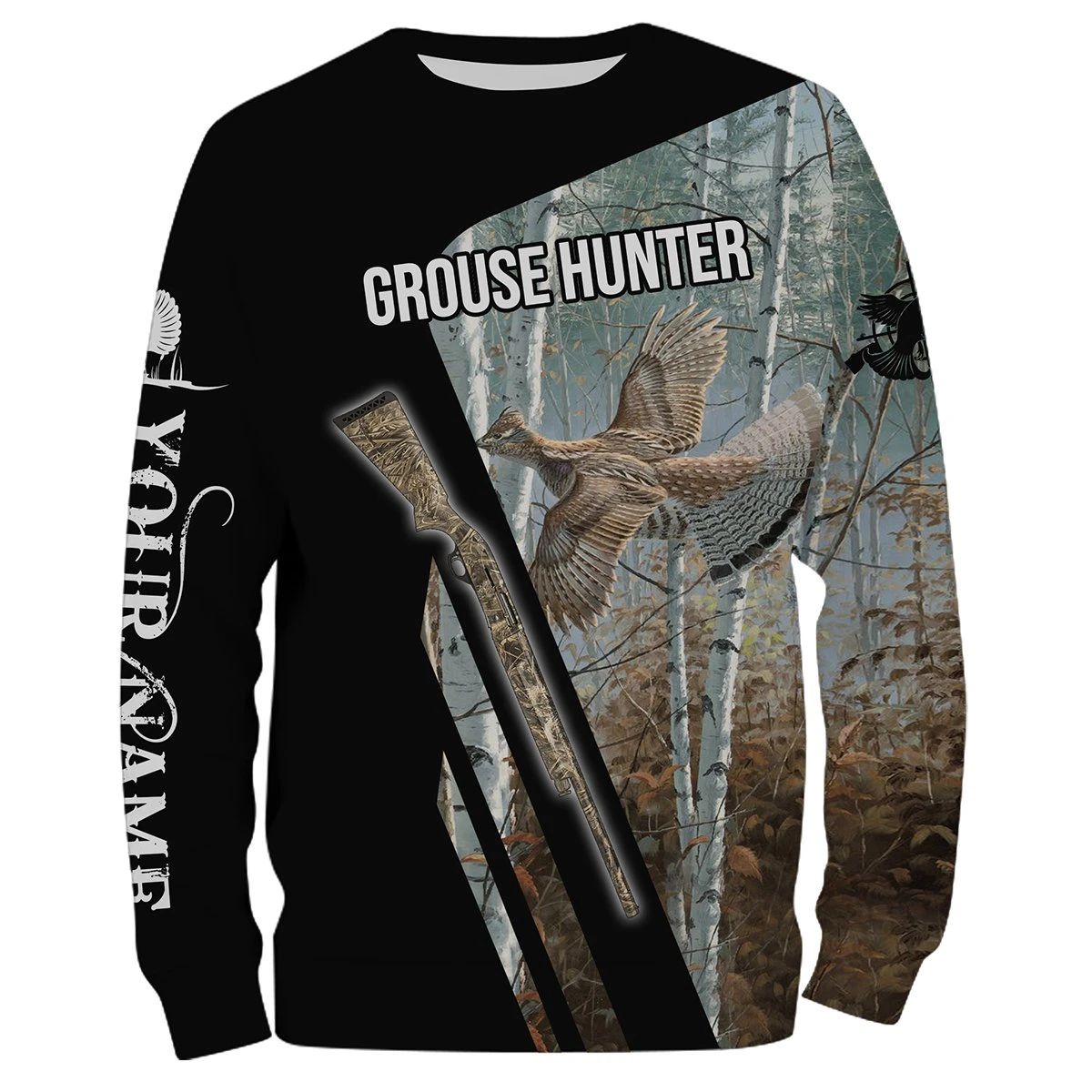 Grouse Hunting Bird Customize Name 3D All Over Print Shirts Style: Sweatshirt, Size: S
