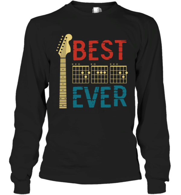 Guitarist Father Best Dad Ever Dad Chord Guitar Vintage Shirt Unisex Cotton Long Sleeve Classic Tee Black S