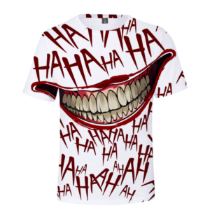 HAHA Joker 3D Printed T-Shirt Short-Sleeve Hawaiian Shirt White S
