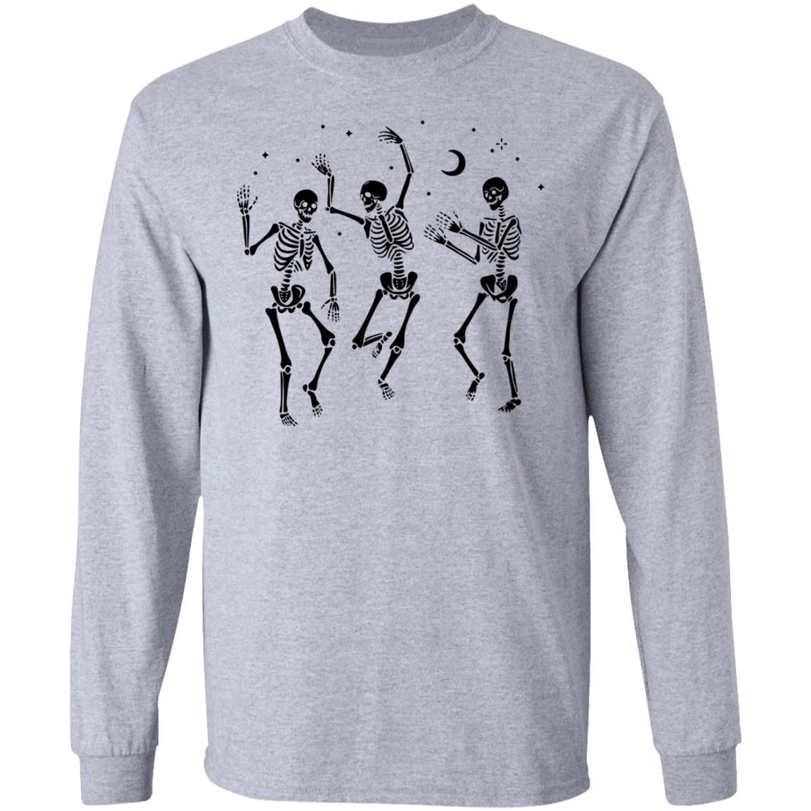 Halloween Party Dancing Skeleton Shirt Style: LS Ultra Cotton T-Shirt, Color: Sport Grey