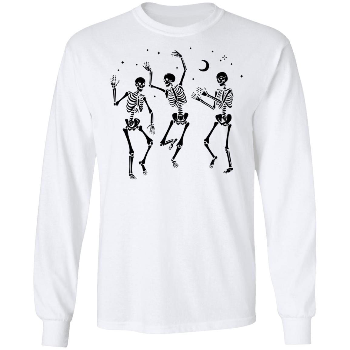 Halloween Party Dancing Skeleton Shirt Style: LS Ultra Cotton T-Shirt, Color: White