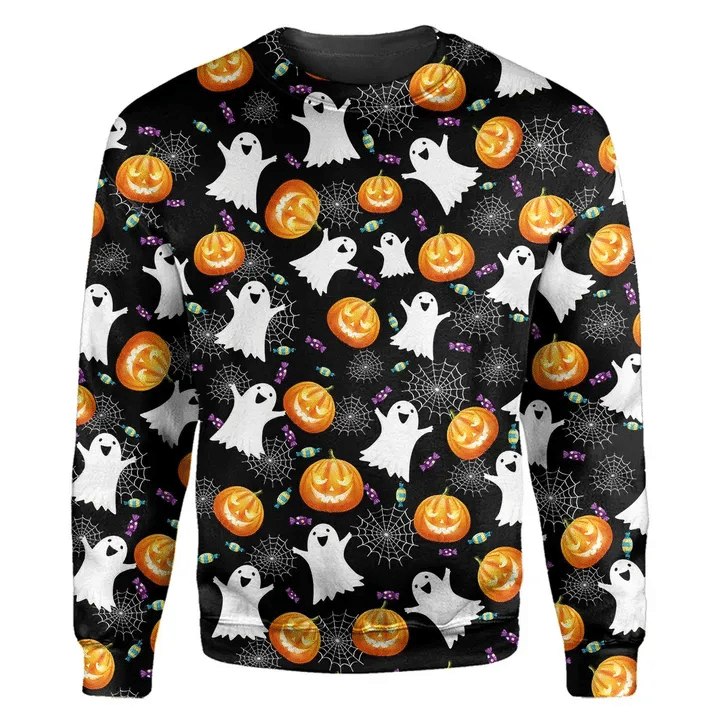 Halloween Pumkin, Ghost, Spider 3D Full Print Shirt Style: 3D Sweatshirt, Color: Black