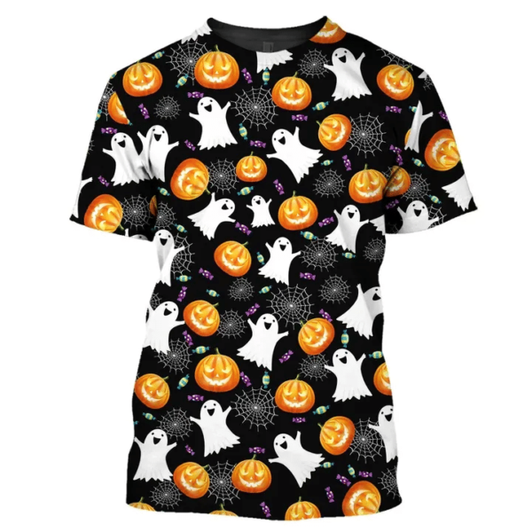 Halloween Pumkin, Ghost, Spider 3D Full Print Shirt 3D T-Shirt Black S