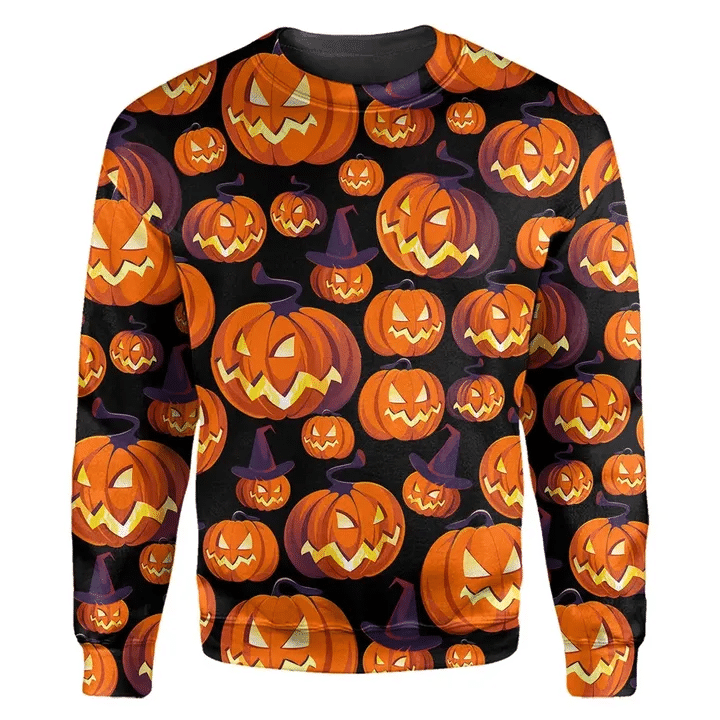 Halloween Pumpkin 3D Full Print Shirt Style: 3D Sweatshirt, Color: Black