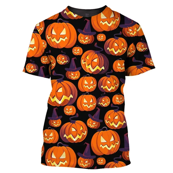 Halloween Pumpkin 3D Full Print Shirt Style: 3D T-Shirt, Color: Black