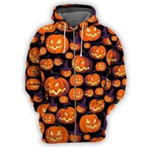 Halloween Pumpkin 3D Full Print Shirt 3D Zip Hoodie Black S