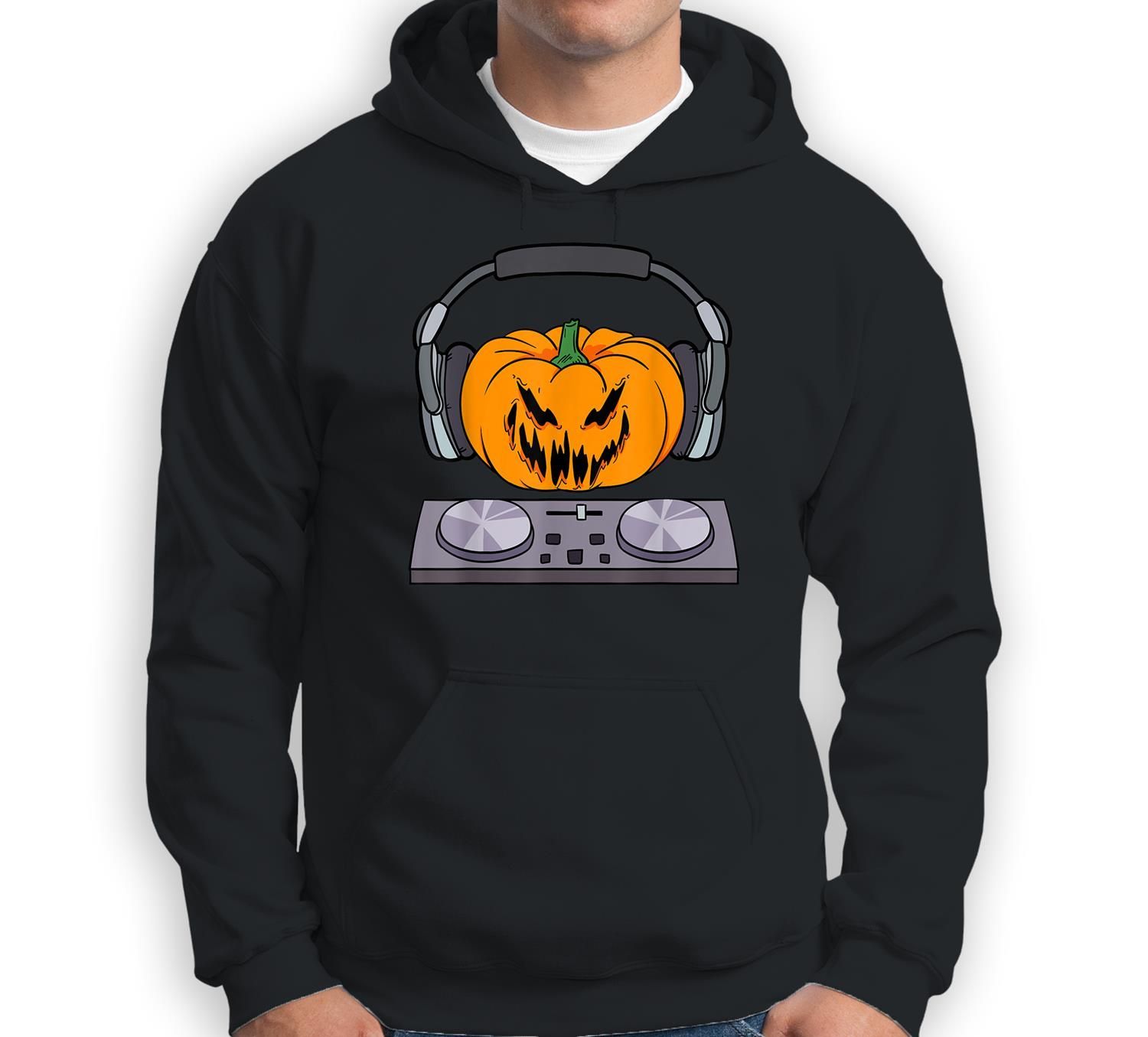 Halloween Scary Pumpkin DJ Music Halloween Gift Shirt Style: Hoodie, Color: Black