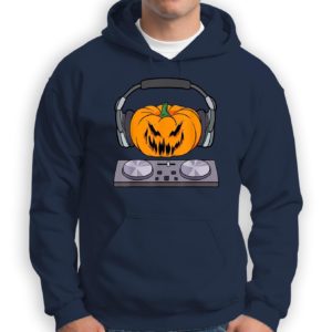 Halloween Scary Pumpkin DJ Music Halloween Gift Shirt Hoodie Navy S
