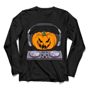 Halloween Scary Pumpkin DJ Music Halloween Gift Shirt Long Sleeve Black S