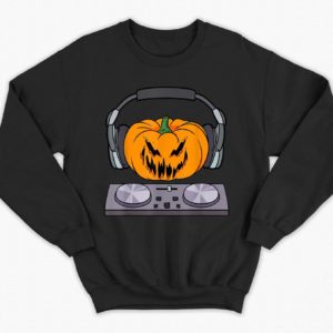 Halloween Scary Pumpkin DJ Music Halloween Gift Shirt Sweatshirt Black S