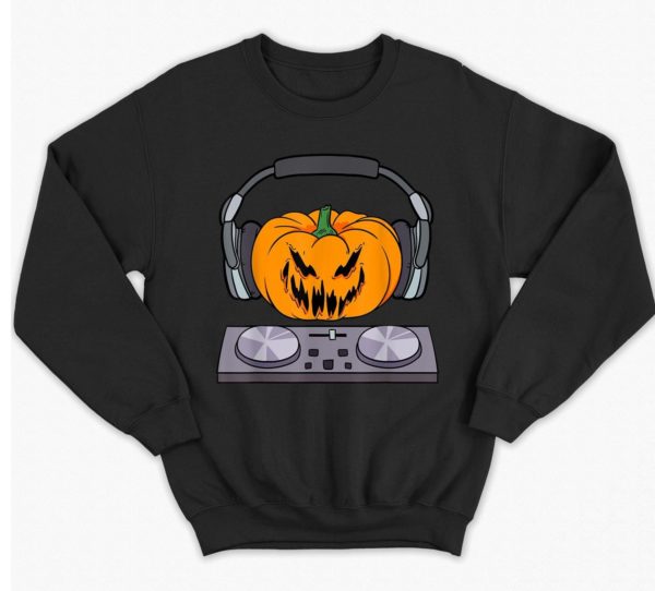Halloween Scary Pumpkin DJ Music Halloween Gift Shirt Sweatshirt Black S