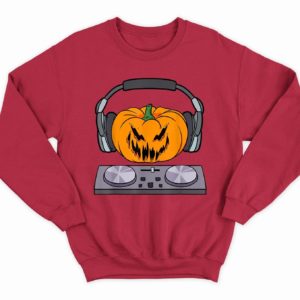 Halloween Scary Pumpkin DJ Music Halloween Gift Shirt Sweatshirt Red S