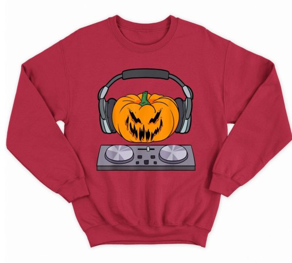 Halloween Scary Pumpkin DJ Music Halloween Gift Shirt Sweatshirt Red S