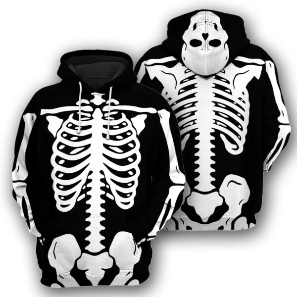 Halloween Skeleton Costume 3D Full Print Shirt 3D Hoodie Black S