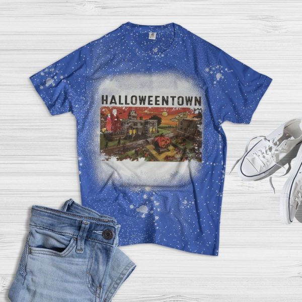 Halloween Town Halloween Bleached Shirt Bleached T-Shirt Royal XS