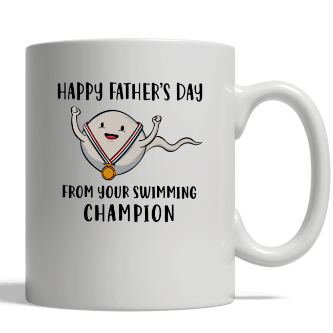 Happy Fathers Day From Your Swimming Champion Mug Size: Ceramic Mug 11oz, Color: White
