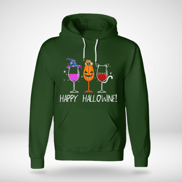Happy Hallowine Halloween Shirt Unisex Hoodie Forest Green S