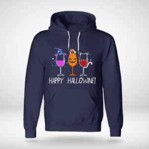 Happy Hallowine Halloween Shirt Unisex Hoodie Navy S