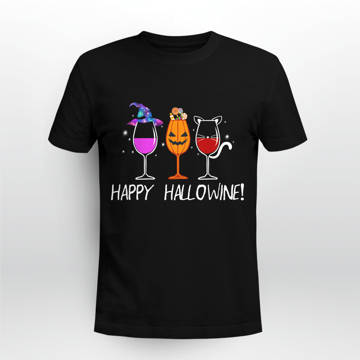 Happy Hallowine Halloween Shirt Style: Unisex T-shirt, Color: Black